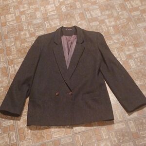 Dark Gray Wool Blazer Carriage Court 100% Pure Virgin Wool Acetate Lining